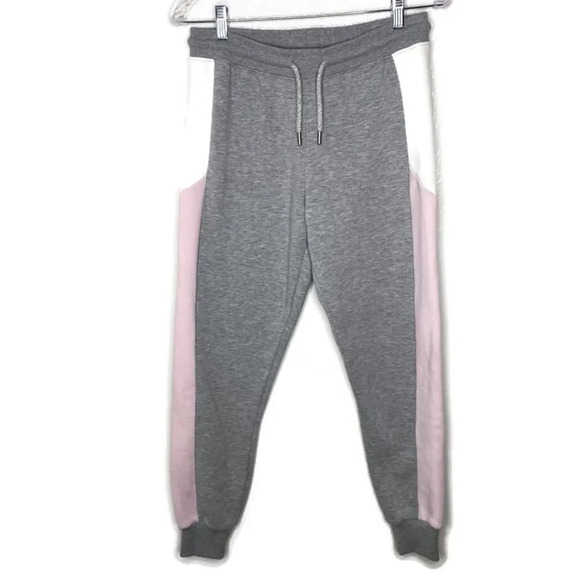 Topshop Grey Pink & White Sweats Lounge Pants Joggers 6 - Picture 1 of 8
